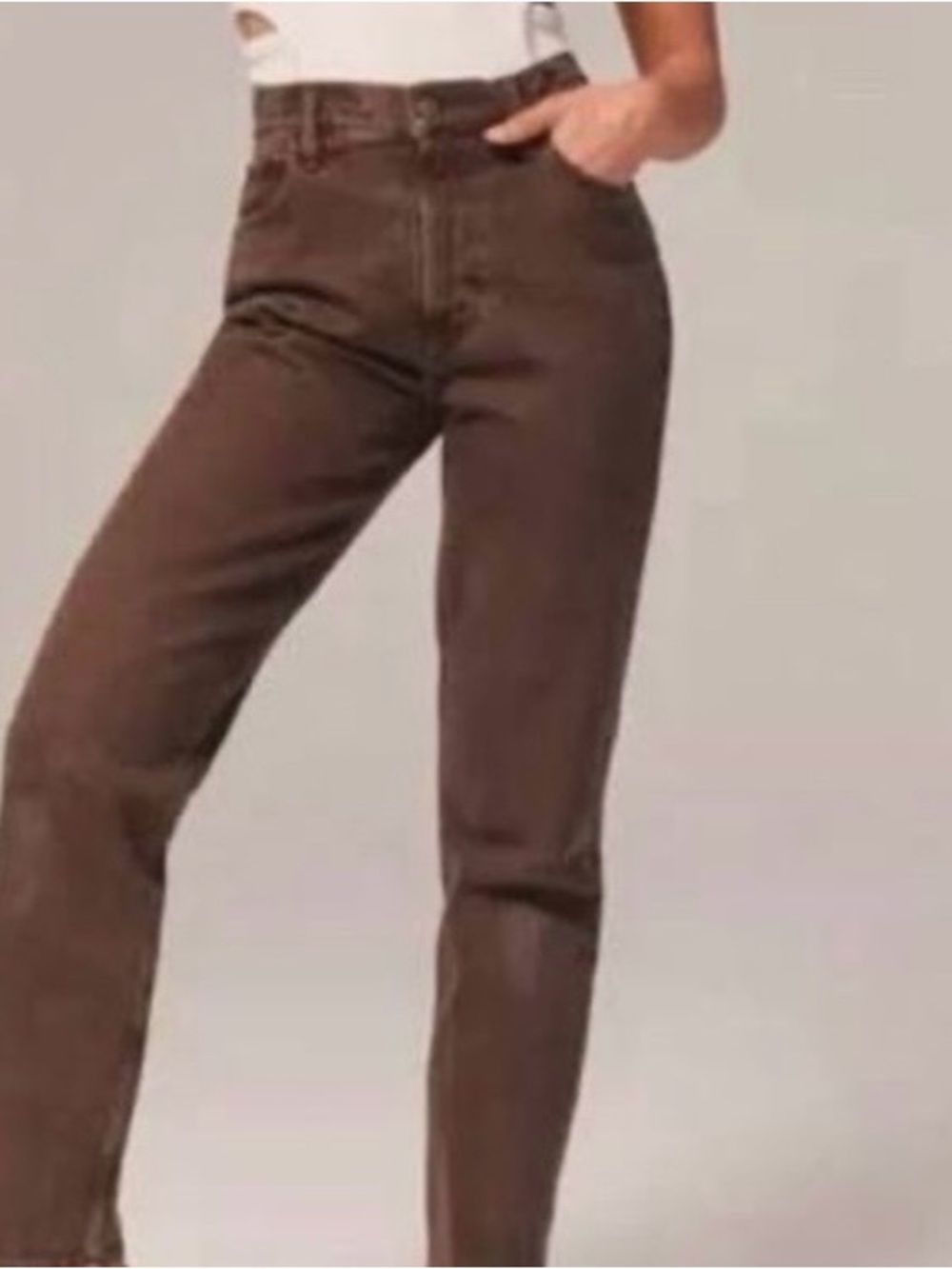 Hollister High-Rise Straight Jeans in Chocolate Brown